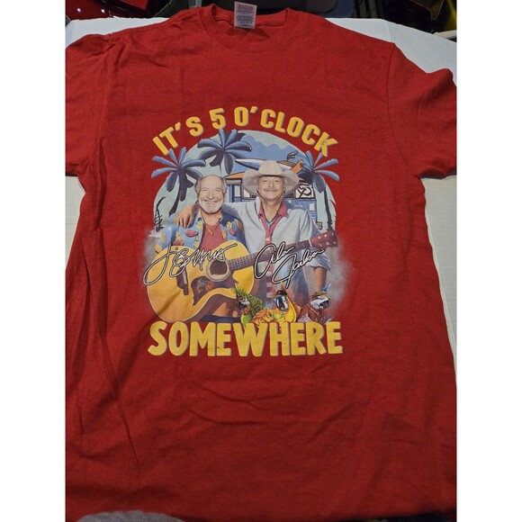 Jimmy Buffett Shirt Alan Jackson, It'S 5 O'Clock Somewhere Unisex T-Shirt Sz Med - Picture 1 of 3